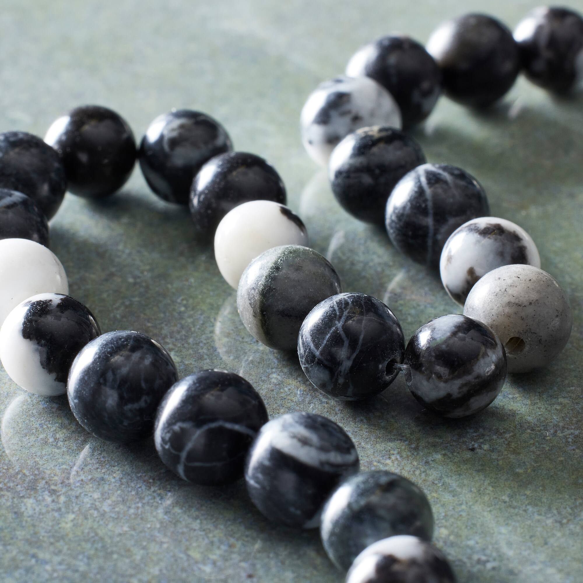 Black & White Zebra Stone Round Beads, 8mm by Bead Landing™